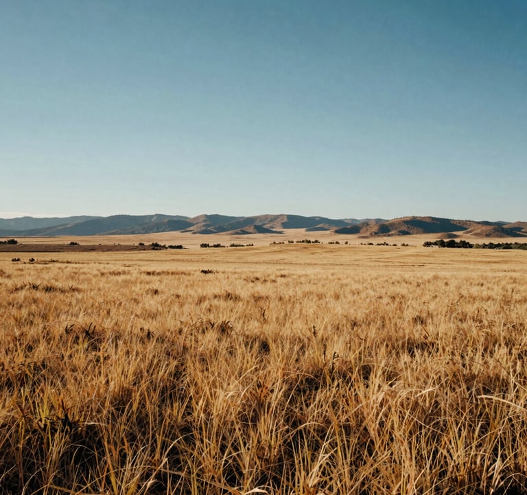 Wide-angle photography of an expansive fertile land plot in the Santa Fe region, South American landscape under a clear sky. The image emphasizes the potential for development and professional land management.