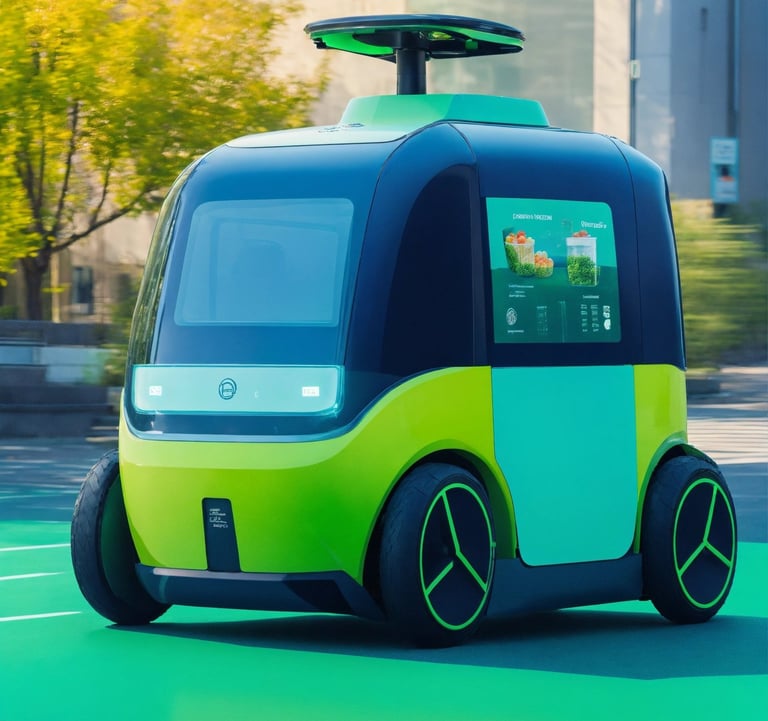 a self - driving vehicle with a television screen on the screen