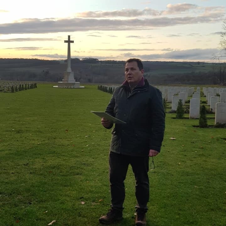 Delivering a Memorial Service in the area of Ypres