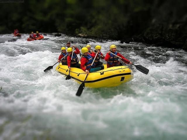 Rafting enjoyment by guests on Neretva River