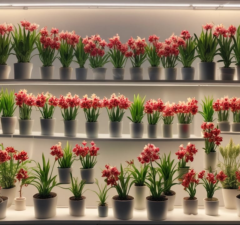 cymbidiumsonshelveswithorangeblooms