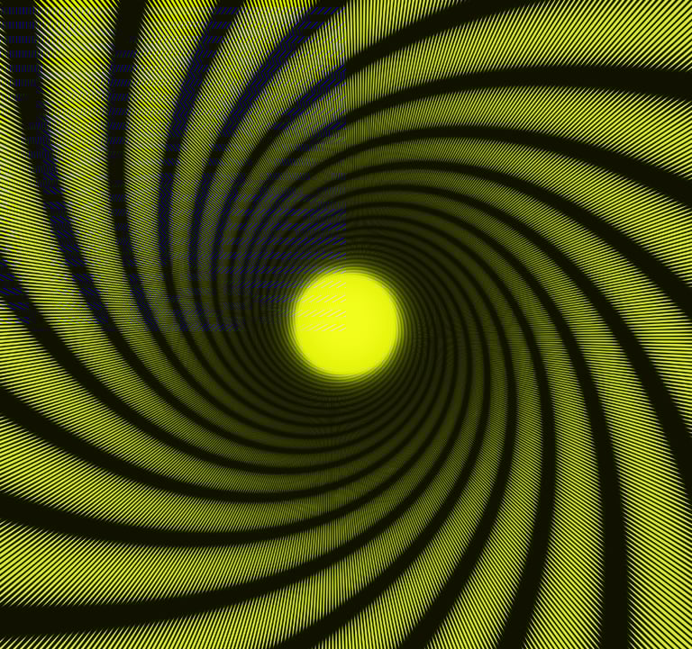 Surreal spiral graphic evoking cult classic screenplays with iconic, genre-defying storytelling