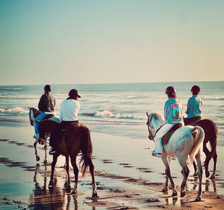cavaliers à cheval en bord de mer 