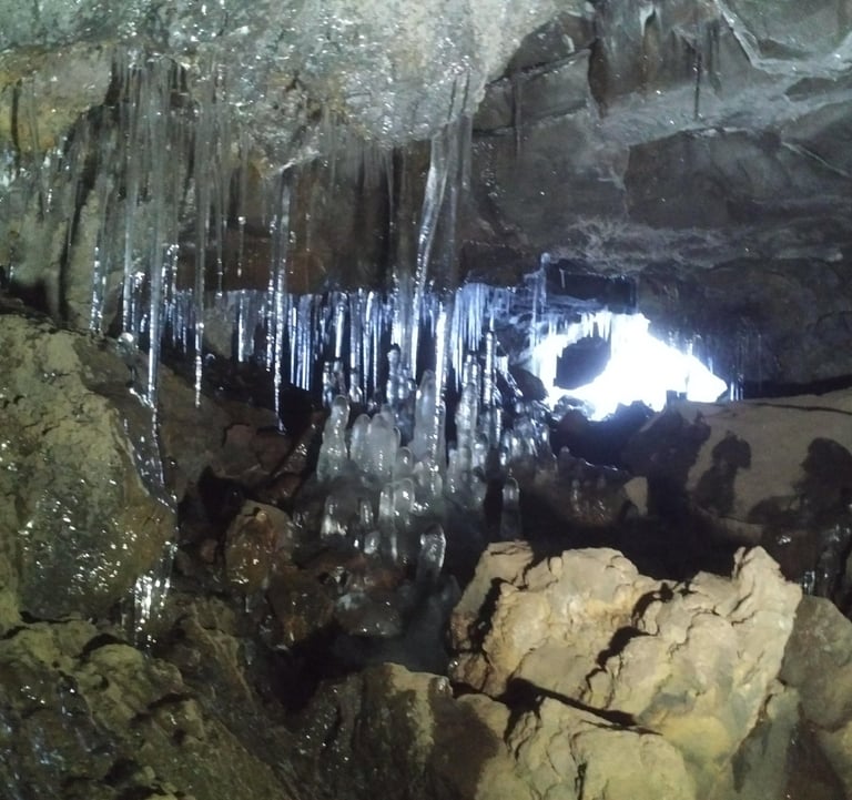 a cave with a small window 