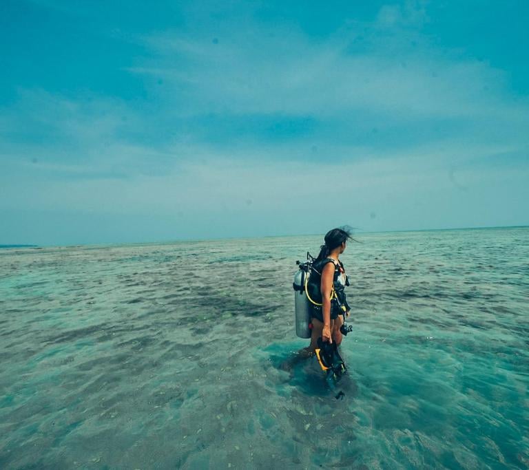 Lady with Scuba Equipment in Havelock Island