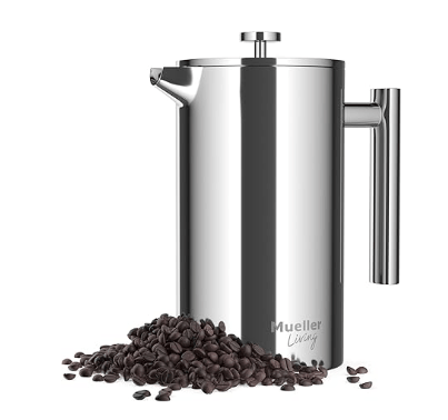 Mueller French Press 34oz double-wall stainless steel non-toxic 4-layer filter