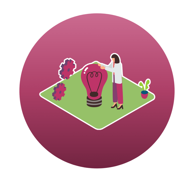 a person standing in a field with a light bulb