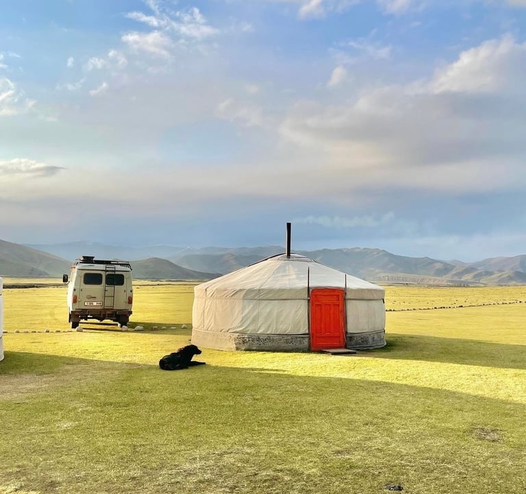 Mongolian nomadic family