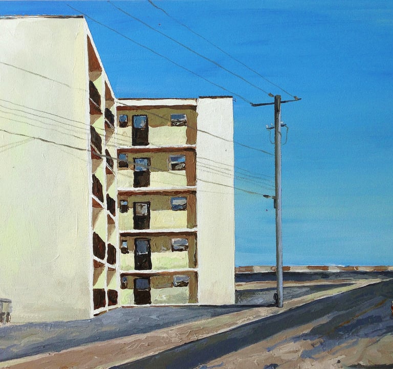 a painting of a clown on a street