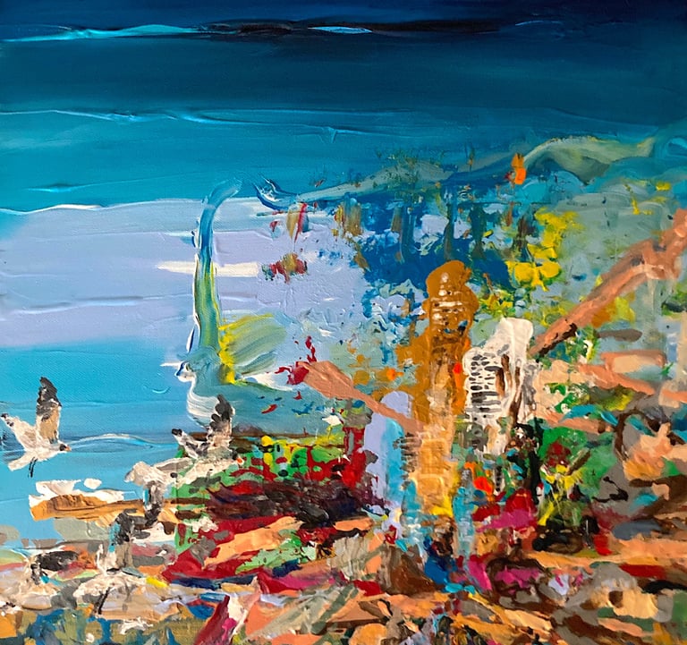 expressive painting of a seaside