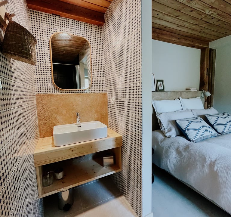 salle de bain ouverte chambre gite