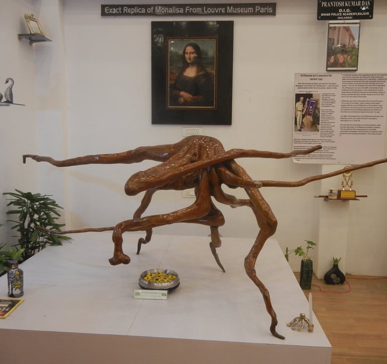 a sculpture of a giant octopus with a long tentacles