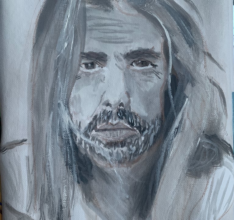 Icons - The late great Taylor Hawkins - gouache on canvas paper -15 x 21" 