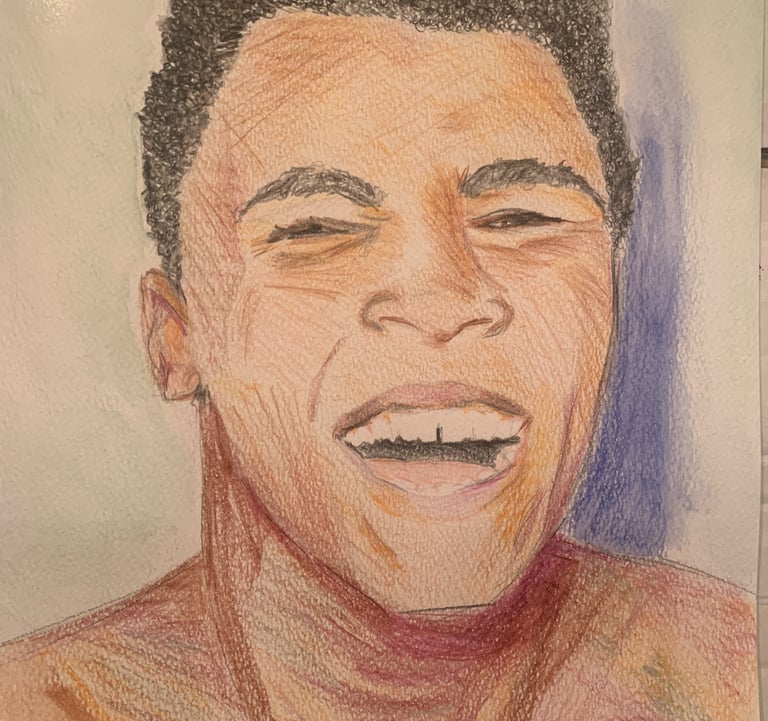 ICONS - The Greatest of All Time - watercolour pencil on paper - 30 x 41cm