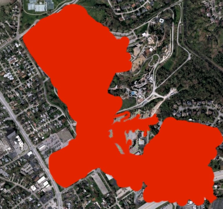 Map showing 100 acres of Louisville Mega Cavern