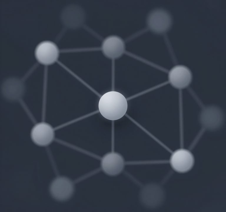 A sleek, professional abstract graphic showing interconnected nodes and structures, illustrating complex institutional systems. Dominated by #0F1D2C and #94A7B7.