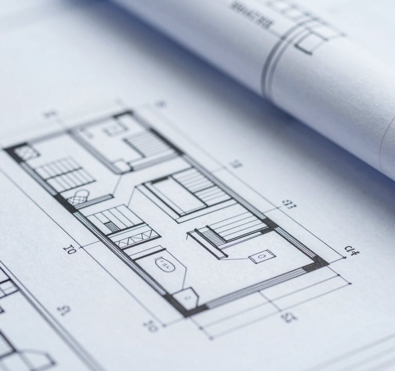 An analytical, clean macro shot of architectural blueprints meeting a digital interface, representing a systematic and operational approach to reform. Includes #94A7B7 tones.