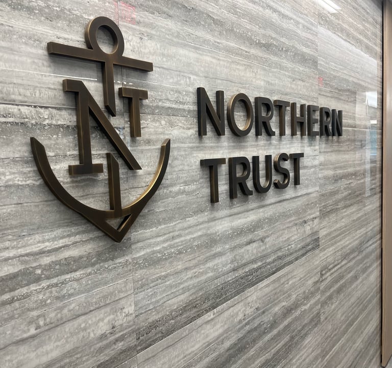 Interior custom bronze logo