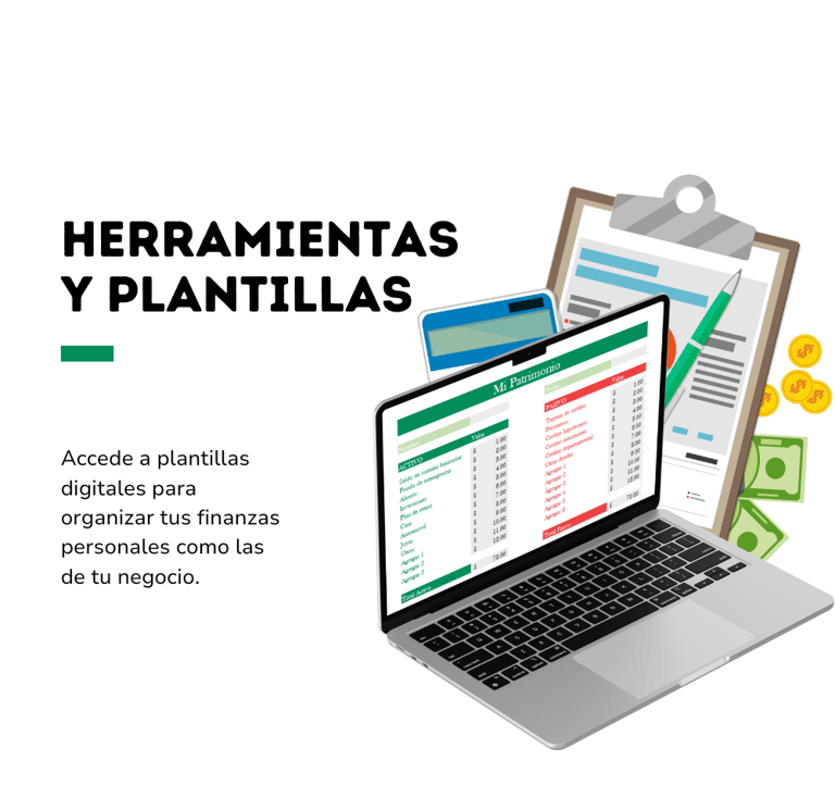 Un ordenador portátil con una calculadora y dinero