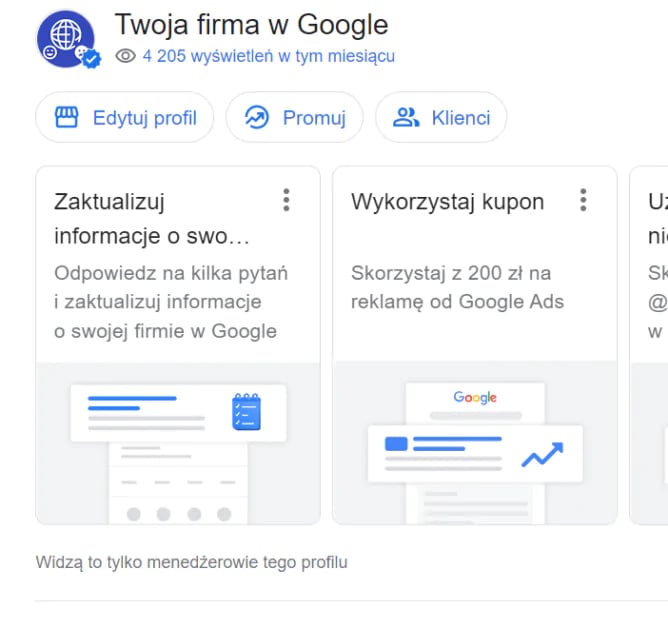 Wizytówki Google - Leaders of Team