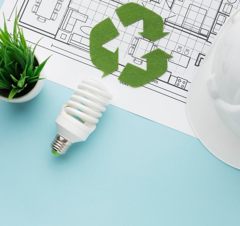 a white hard hat with a green plant in the middle