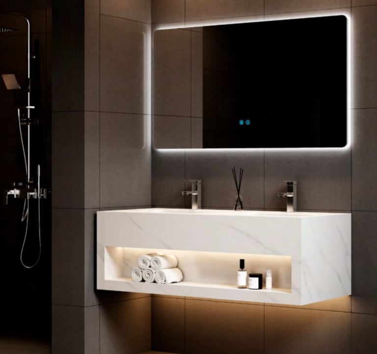 Sintered stone vanity countertop