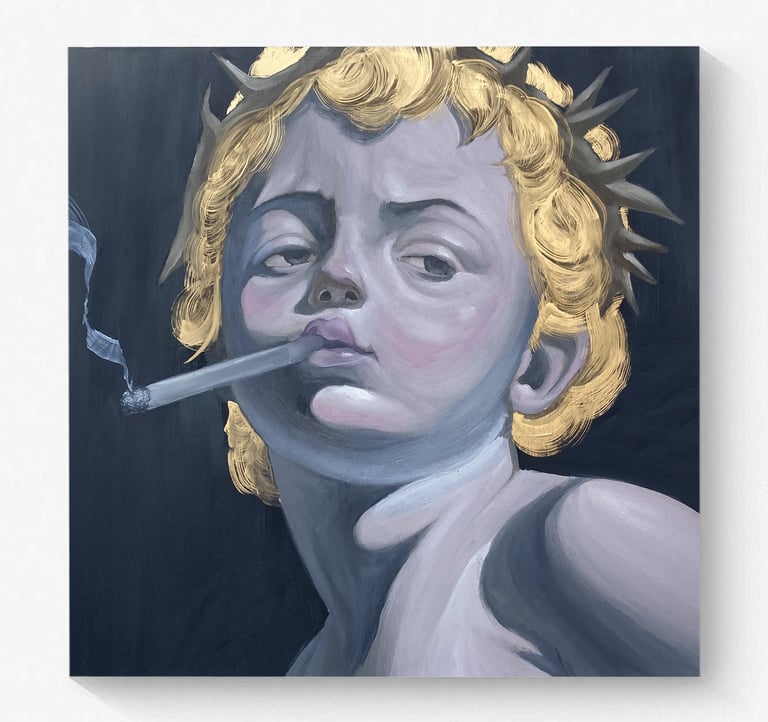 Pintura al óleo sobre madera. 30x30 cm.