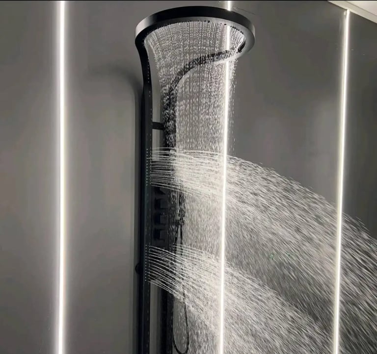 a shower head with a shower head and a shower head