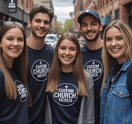 street crew doing promo for custom church merch