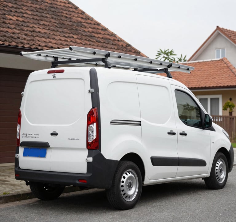 Professional plumber in uniform repairing a sink drain and pipes under a kitchen counter.