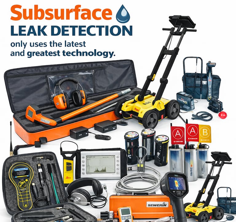 leak detection tools including a sewerin acoustic an gas sniffer a thermal camera a gpr device ect 