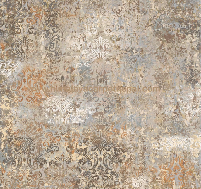 Custom Rugs - Abstract hand-knaotted rug / classical damask pattern / timeless ornamental detailing