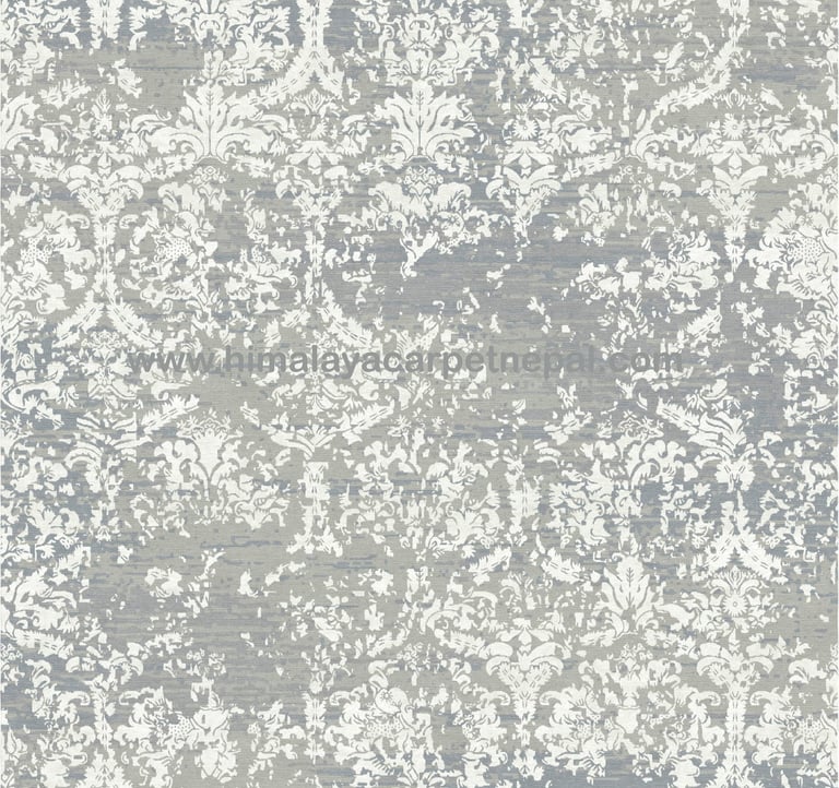 Custom Rugs - Contemporary traditional damask hand-knotted rug with intricate floral patterns