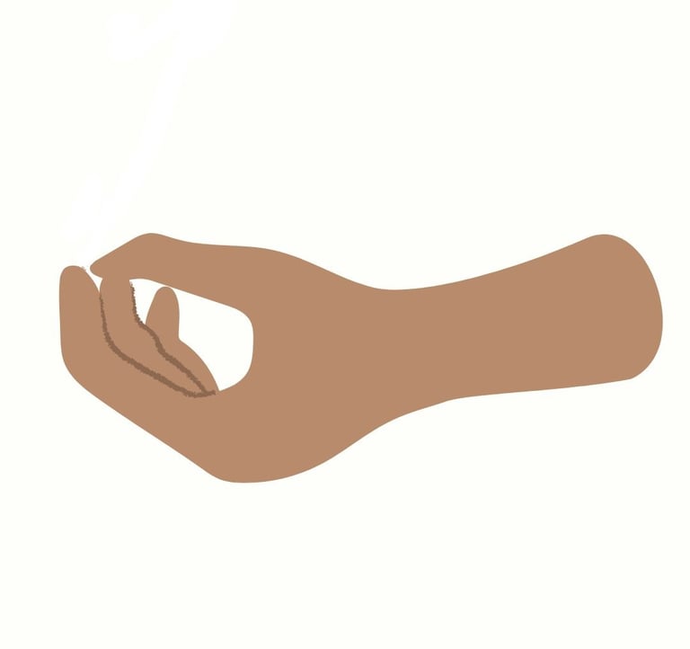 Thumb and forefinger touching