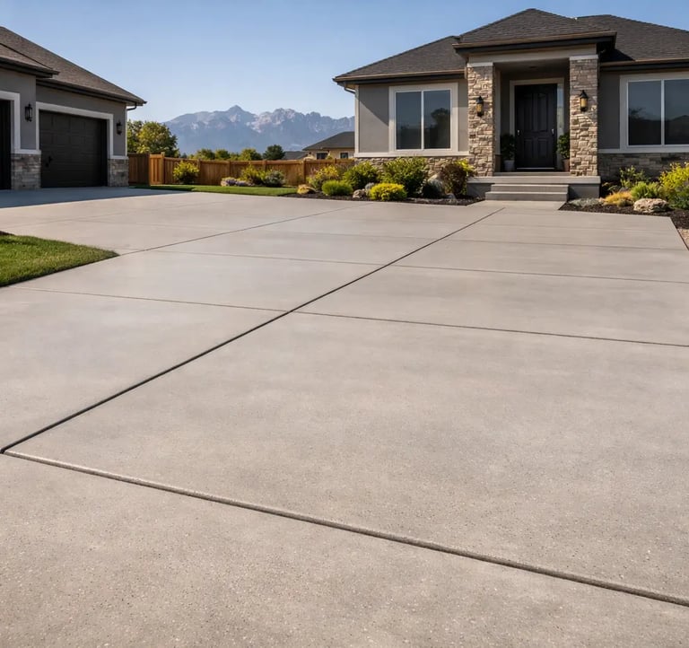 newly installed smooth concrete RV Pads in Lehi home