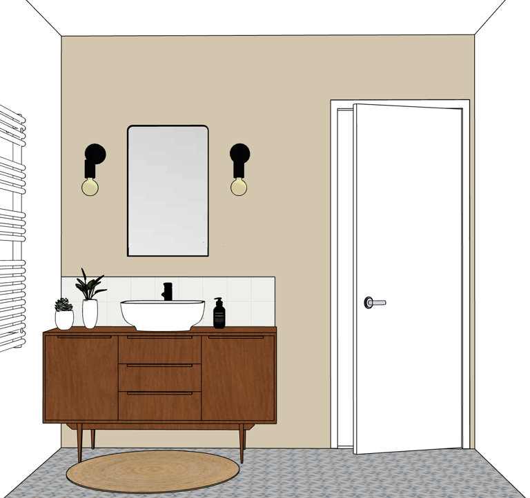 vue 3D salle de bain rénovée