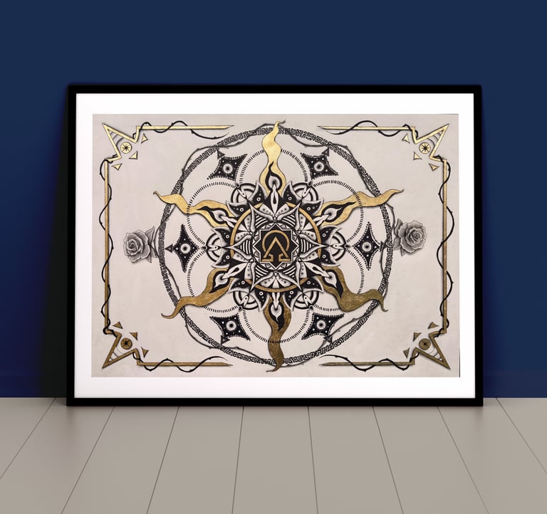a framed art print of a flower in a frame
