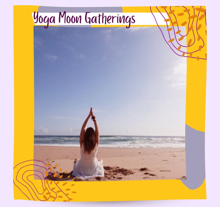A yoga teacher sitting in easy pose on the beach.