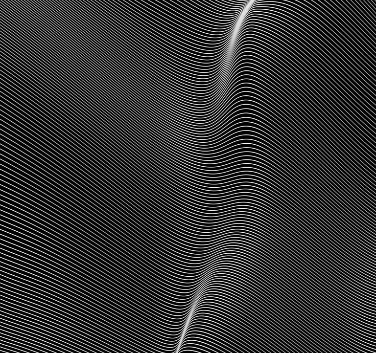 Abstract black and white image with undulating horizontal lines creating a ripple effect.