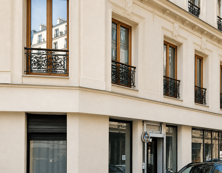  Ravalement de façade immeuble ancien rénové