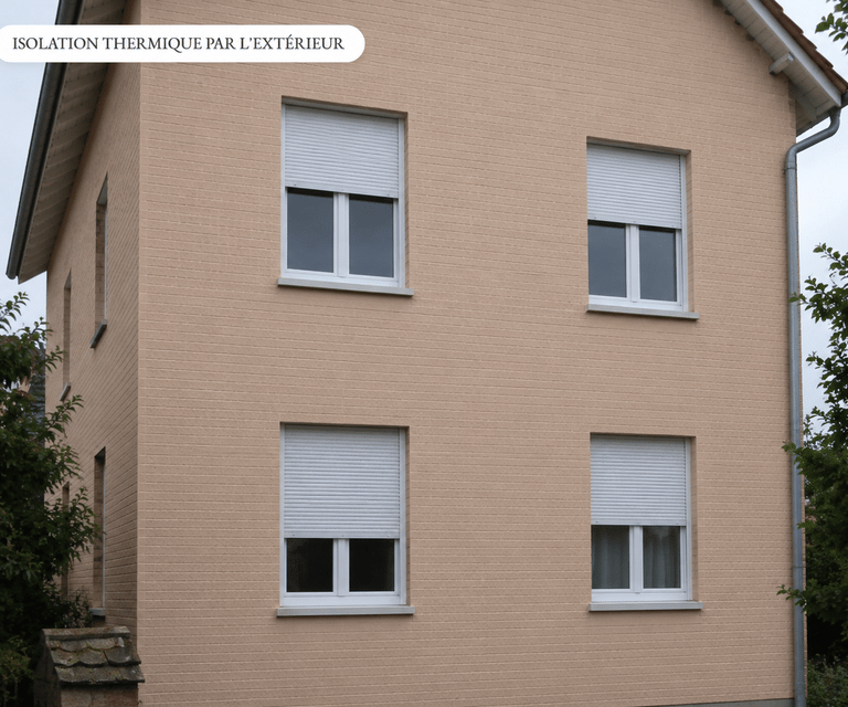 Isolation thermique extérieure sur façade de maison individuelle