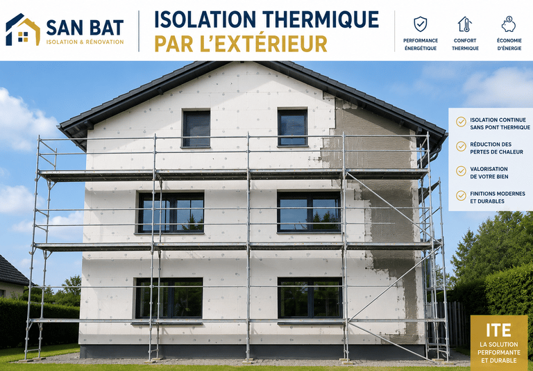 Isolation thermique par l’extérieur d’une maison moderne