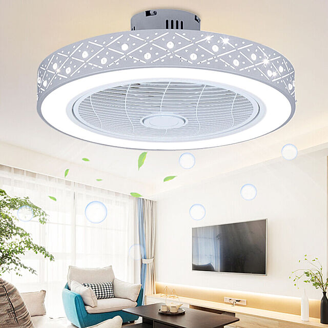 Remote Control Modern Ceiling Fan LED Light Flush Mount Chandelier