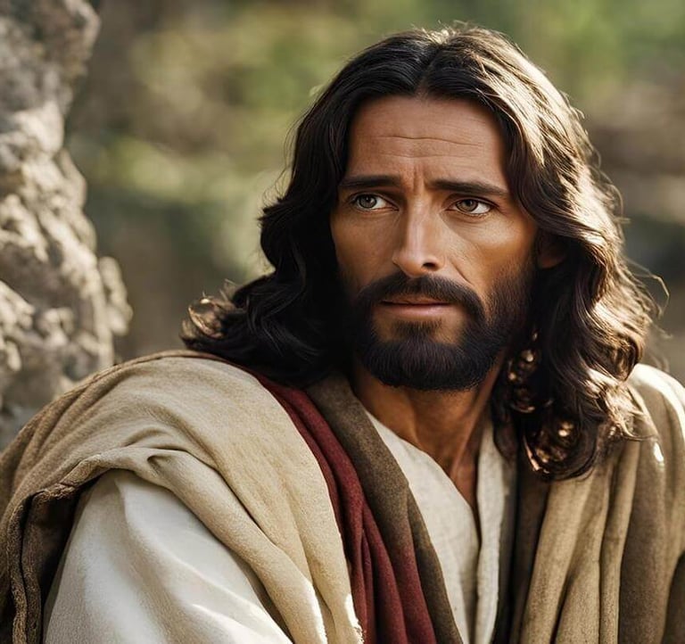 Artistic depiction of Jesus looking outward, symbolizing compassion, trust, and invitation.