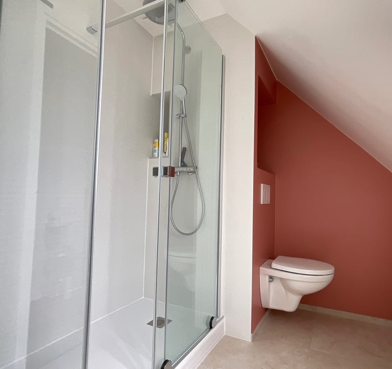 Rénovation salle de bain, travaux salle de bain, douche, WC suspendu Gouvernes 77