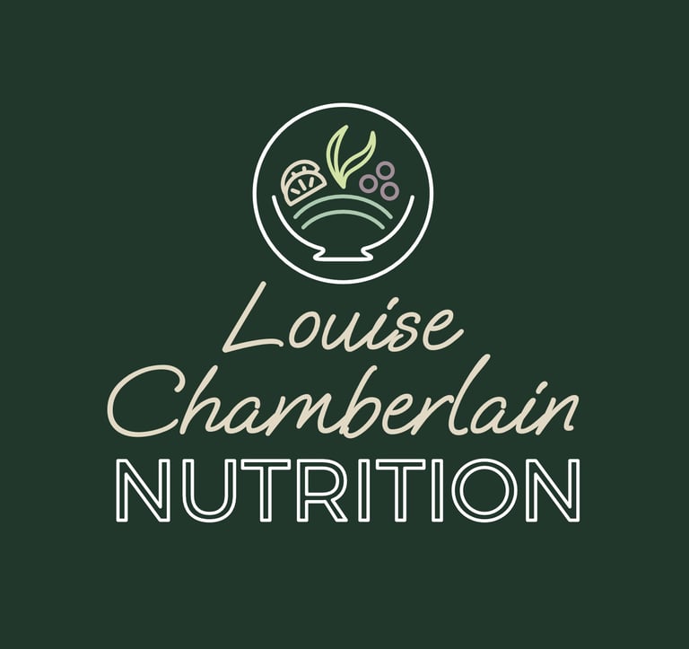 Louise Chamberlain Nutrition Logo. Nutrition Coach, Menopause Coach, Supporting Children with IBD