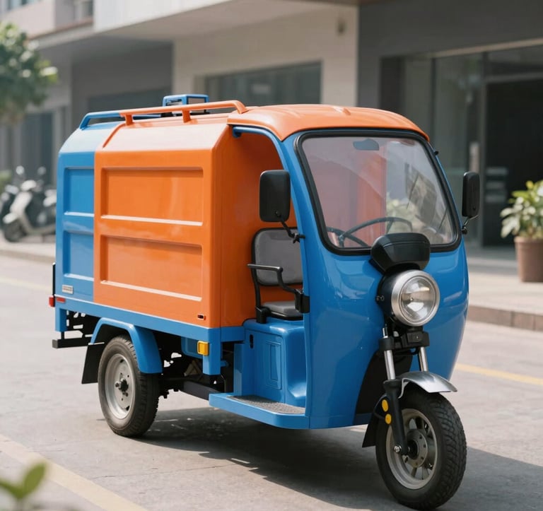 Vertex Specialized Electric Tricycles including Express Delivery and Sanitation models ready for custom export