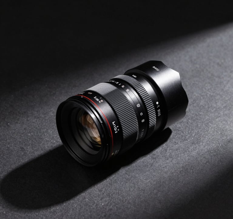 High-end corporate product photography of executive electronics on a dark charcoal surface. Dramatic, sharp lighting casting deep shadows in a minimalist North American / US corporate setting. Style is sophisticated and editorial.