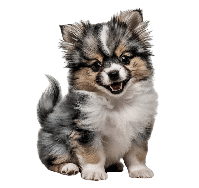 Cachorro pomerania color blue merle