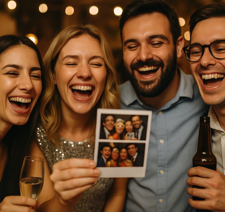 Freunde genießen magische Momente mit der Magic Mirror Fotobox von Partivent – Erinnerungen, die ble